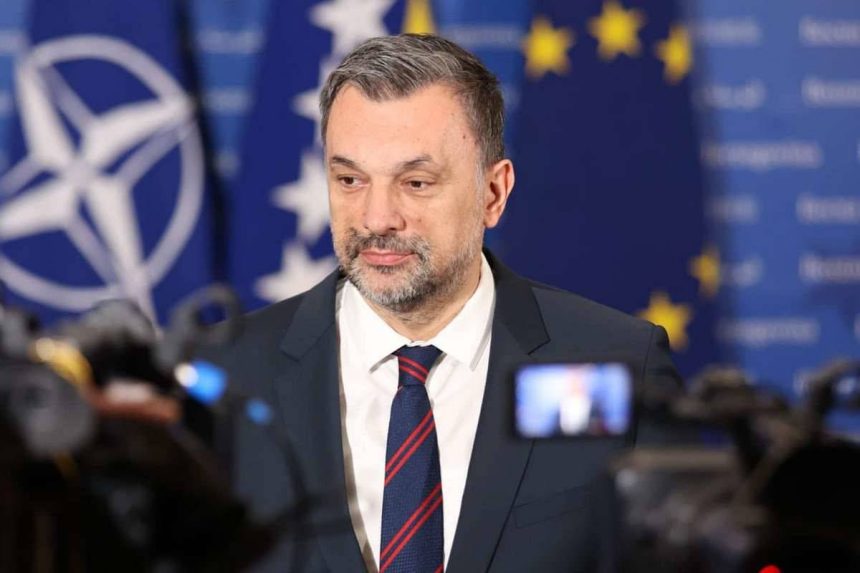 Elmedin Konaković, ministar vanjskih poslova Bosne i Hercegovine na konferenciji za tisak.