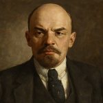 Portret Vladimira Lenjina, generiran umjetnom inteligencijom, prikazan u klasičnom slikarskom stilu.