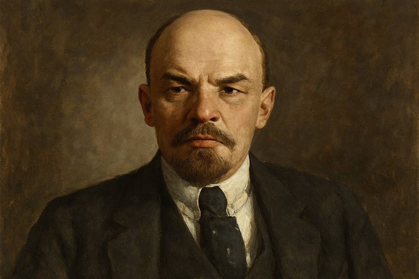 Portret Vladimira Lenjina, generiran umjetnom inteligencijom, prikazan u klasičnom slikarskom stilu.