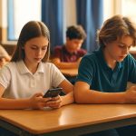 Djeca u razredu koriste mobitele i ne komuniciraju međusobno.