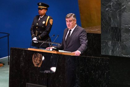 Predsjednik Republike Hrvatske za govornicom na skupštini UN-a.