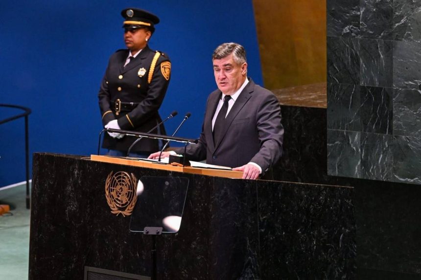 Predsjednik Republike Hrvatske za govornicom na skupštini UN-a.