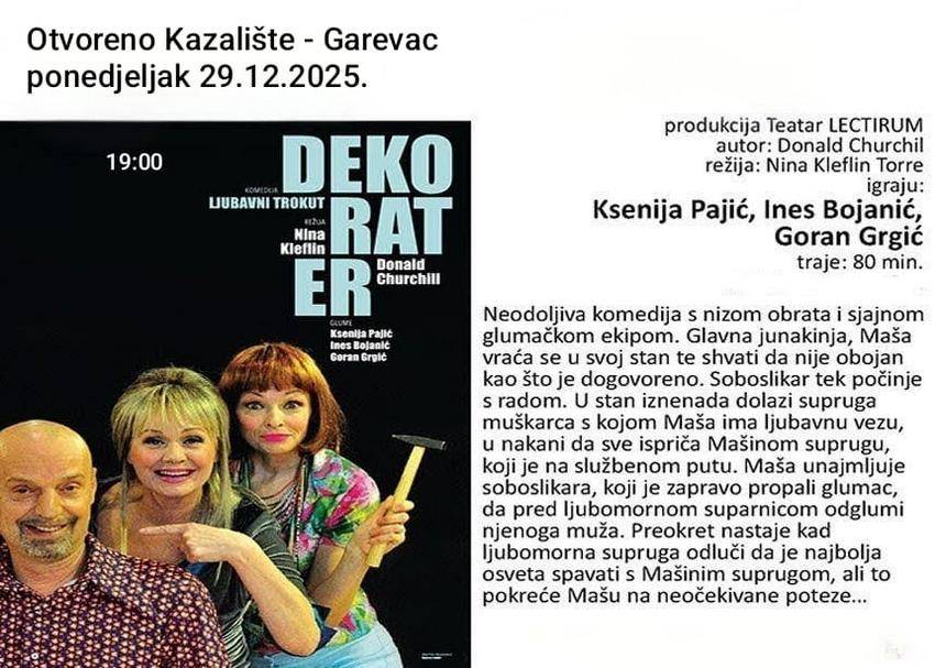 Plakat i kratak sadržaj kazališne predstave "Dekorater".