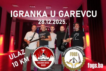 Članovi rock banda Vulkan na posteru kao najava koncerta u Garevcu