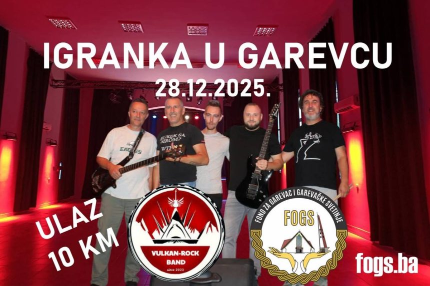 Članovi rock banda Vulkan na posteru kao najava koncerta u Garevcu