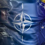 Ilustracija: NATO vojnik, nato zastava uz zastave Kosova i Bosne i Hercegovine.