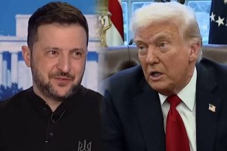Zelenski i Trump okrenuti jedni prema drugom - montaža.