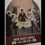 Sličica s motivom slike Slavka Šohaja Jaslice sv. Franje.