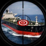 Naftni tanker u nišanu optičkog ciljnika.