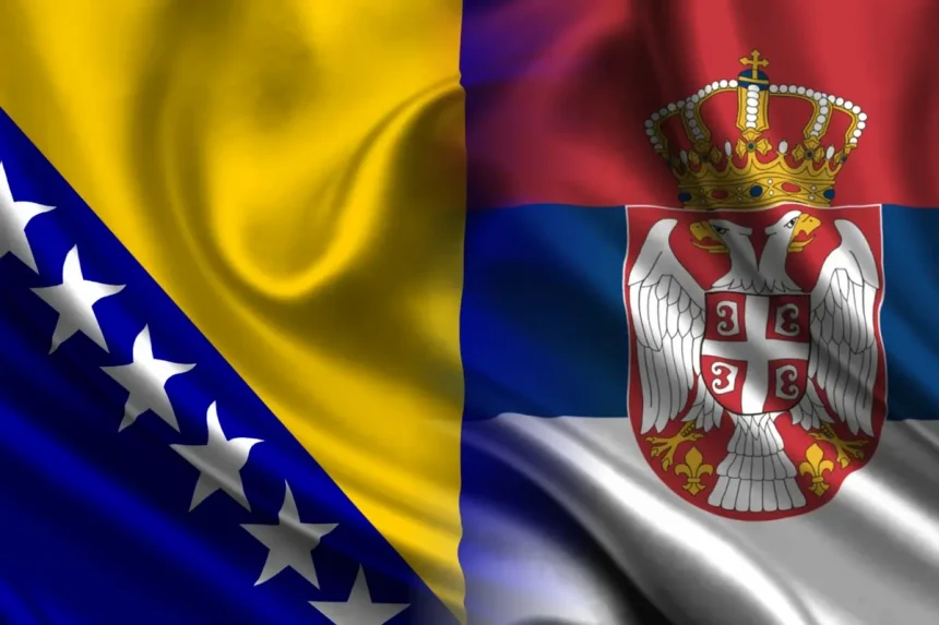 Fragmenti spojenih zastava BiH i Srbije