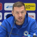Edin Džeko, kapiten nogometne reprezentacije BiH na konferenciji za tisak.