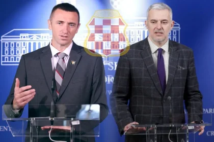 Ivan Penava i Nino Raspudić za govornicama u saboru - montaža.