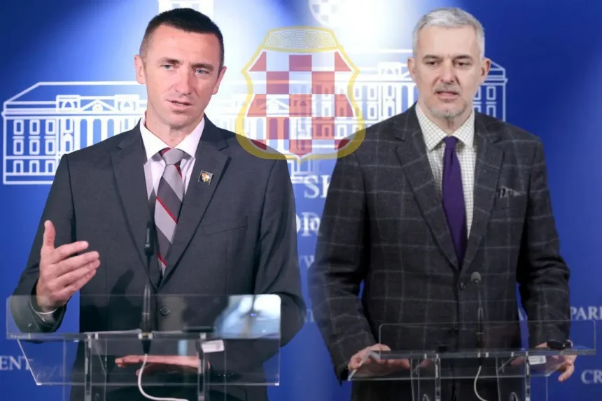 Ivan Penava i Nino Raspudić za govornicama u saboru - montaža.