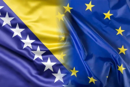 Zastave BiH i EU spojene u jednu