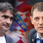 Profili Zlatka Dalića i Slavena Bilića između kojih je grb HNS-a