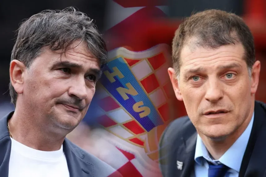 Profili Zlatka Dalića i Slavena Bilića između kojih je grb HNS-a