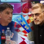 Profili Zlatka Dalića i Slavena Bilića između kojih je grb HNS-a