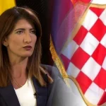 Darijana Filipović uz zastavu Herceg-Bosne.