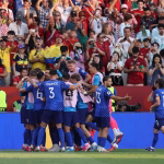 Nogometaši Hrvatske slave postignuti gol protiv Portugala.