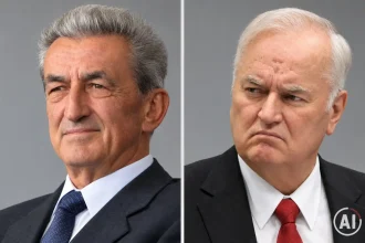 Portreti generala Petra Stipetića i Ratka Mladića.